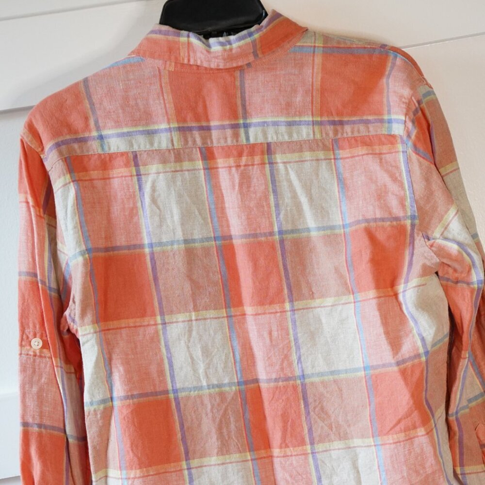 Pendleton, 100% Linen Plaid Button-down Long Slee… - image 4